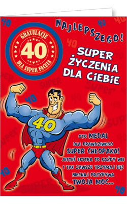 Kartka na 40 urodziny dla Mężczyzny, zabawna, wesoła Party5