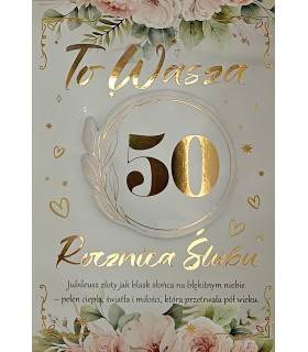 Złota Kartka na 50 Rocznicę Ślubu Złote Gody 3K255