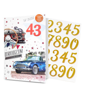 Kartka urodzinowa dla Mężczyzny z cyframi do naklejenia wieku HM3582
