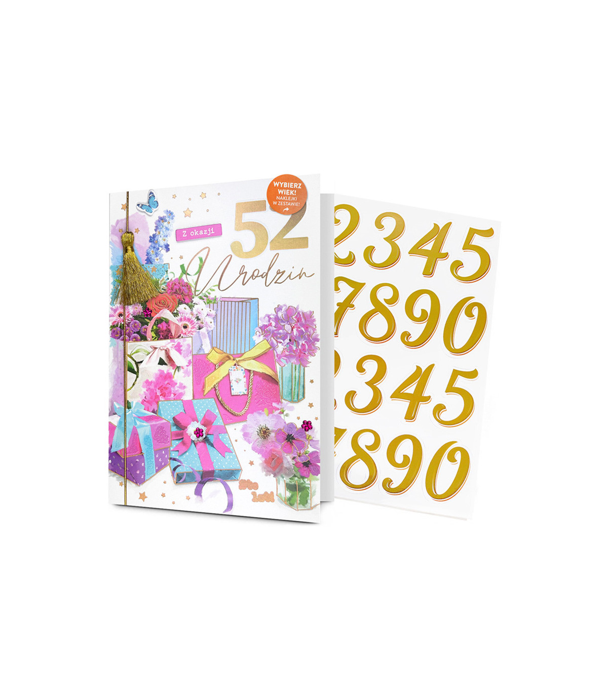 Kartka na Urodziny z cyframi do naklejenia wieku Jubilata HM3585