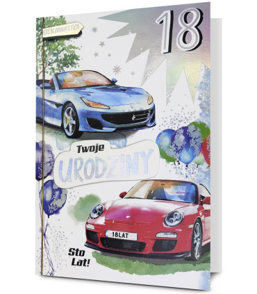 Kartka na 18 urodziny dla Chłopaka fana aut HM3575