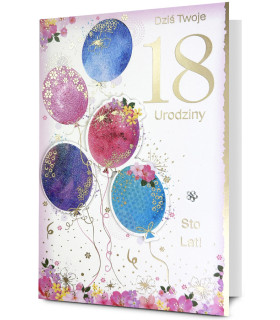 Kartka z życzeniami na 18 urodziny elegancka HM3576
