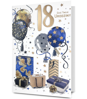 Kartka z życzeniami na 18 urodziny elegancka HM3577