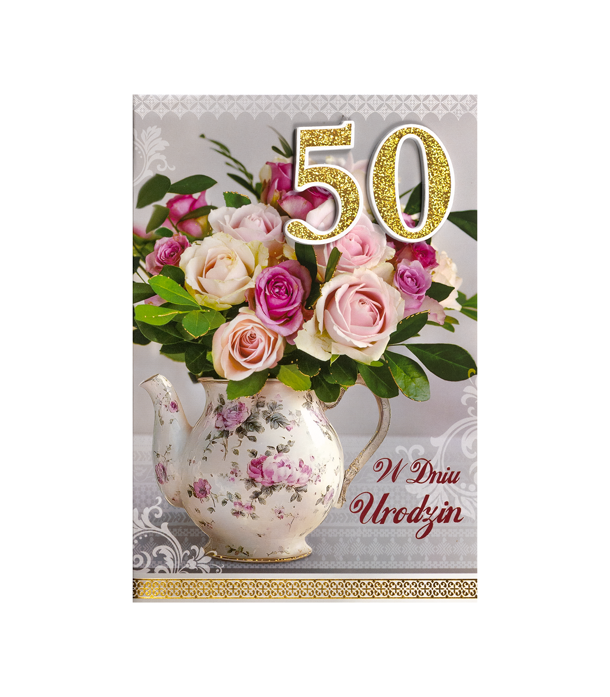 Kartka z okazji 50 urodzin, piękna przestrzenna 3D M1105