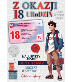 Kartka na 18 urodziny z dowodem dla Chłopaka Party30