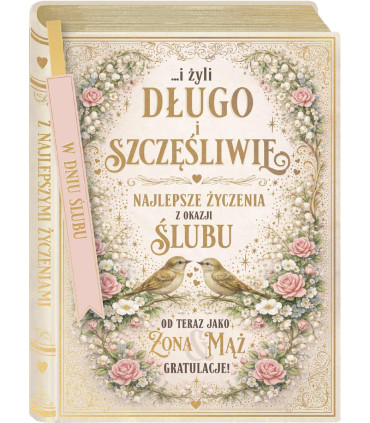 Kartka na ślub bajkowa, pięknie zdobiona DKP128