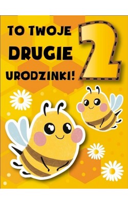 Kartka na 2 urodzinki bogato zdobiona DKP34