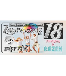 Zaproszenie na osiemnastkę zestaw 10 szt ZAB97