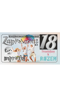 Zaproszenie na osiemnastkę zestaw 10 szt ZAB97