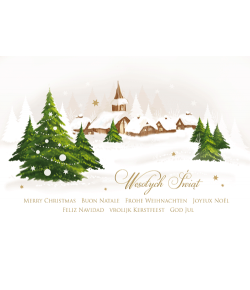 Pejzaż zimowy kartka z tekstem w kilku językach GD-T 75