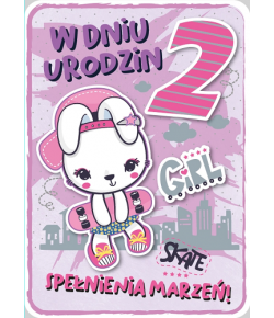 Kartka na 2 urodziny dla dziewczynki GM 684