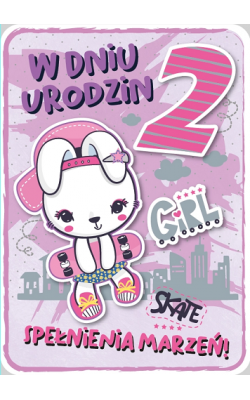 Kartka na 2 urodziny dla dziewczynki GM 684