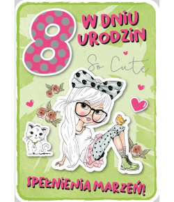 Kartka na 8 urodziny dla dziewczyny GM 696