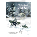 Świąteczny pejzaż nocny kartka z życzeniami  B-T 592