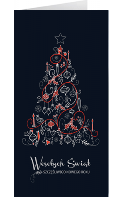 Kartka z choinką świąteczną L-T 990