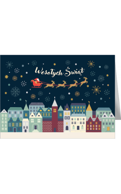 Świąteczny pejzaż miejski, kartka z tekstem GD-T 108