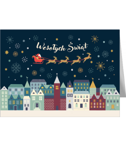 Świąteczny pejzaż miejski, kartka bez tekstu GD-BT 108
