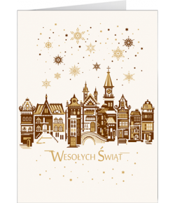 Świąteczny pejzaż miejski, kartka bez tekstu T-BT 18