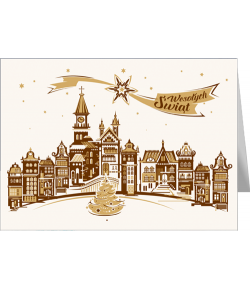 Pejzaż miejski świąteczny, kartka bez tekstu T-BT 21