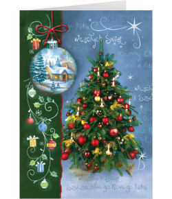 Karnet świąteczny z życzeniami z choinką B-T 602