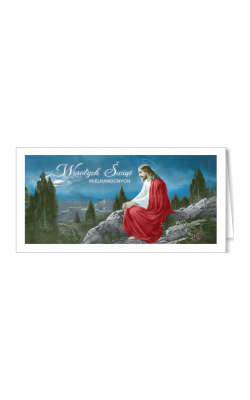 Kartka Religijna Pan Jezus w ogrójcu z życzeniami  LZW-T 24